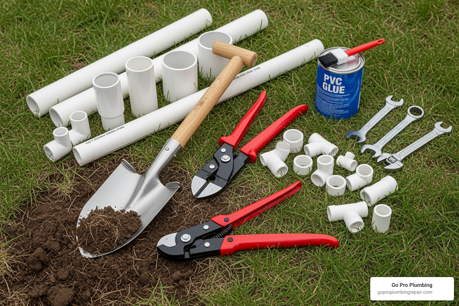 tools and materials for irrigation repair - fix irrigation line