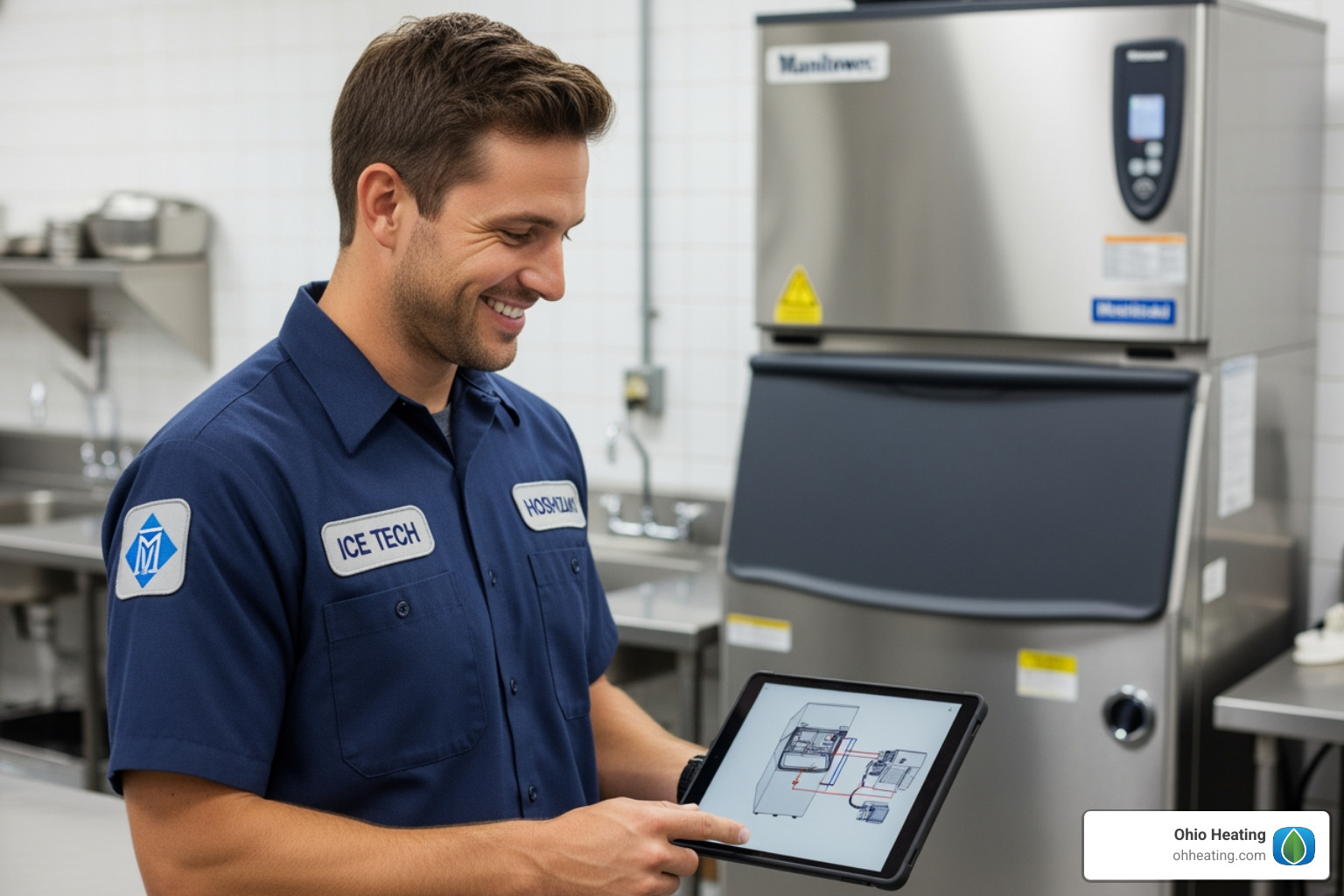 friendly commercial ice maker technician with tablet - commercial ice maker repair near me friendly commercial ice maker technician with tablet - commercial ice maker repair near me