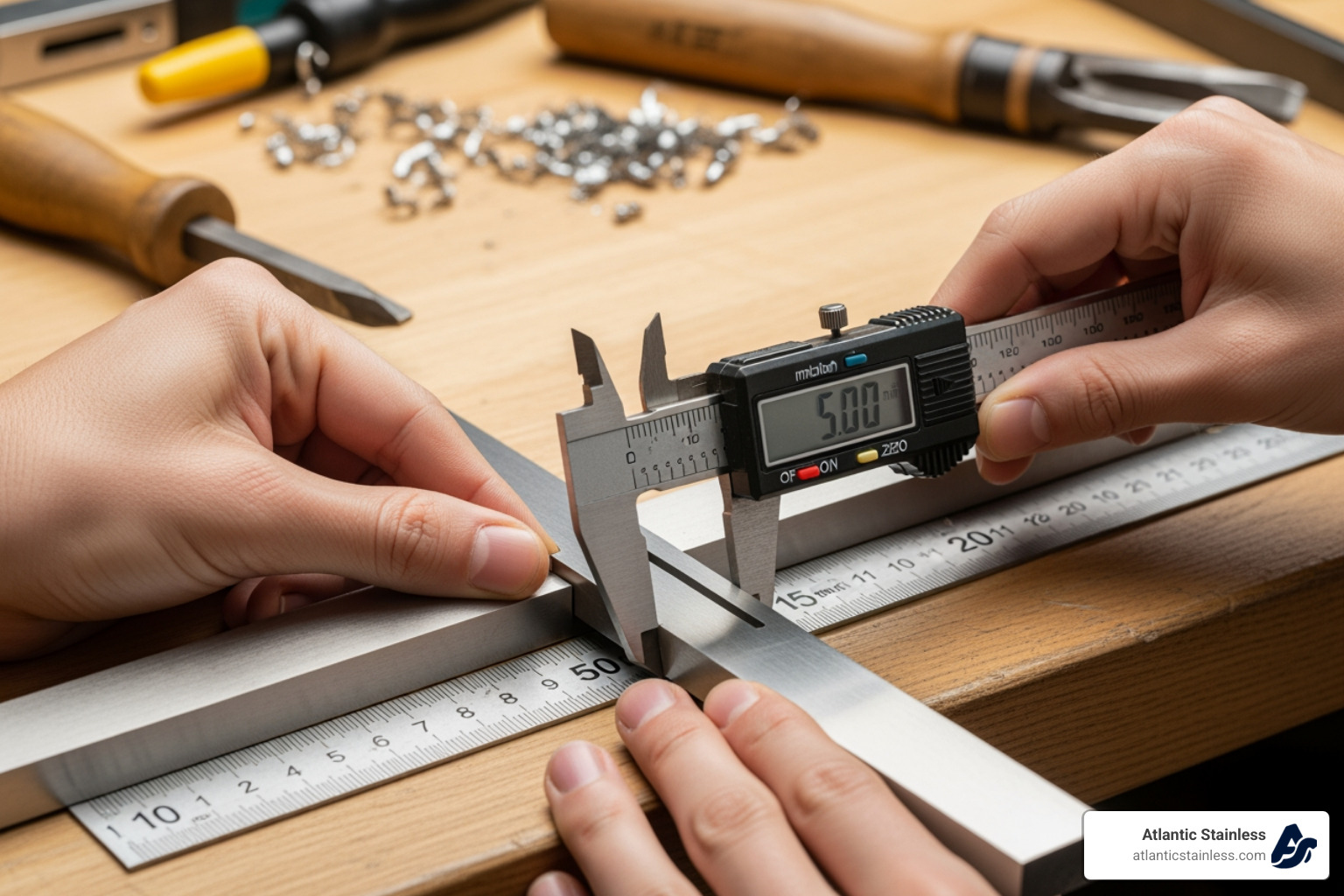 image illustrating how to measure a flat bar's thickness and width - buy stainless steel flat bar image illustrating how to measure a flat bar's thickness and width - buy stainless steel flat bar