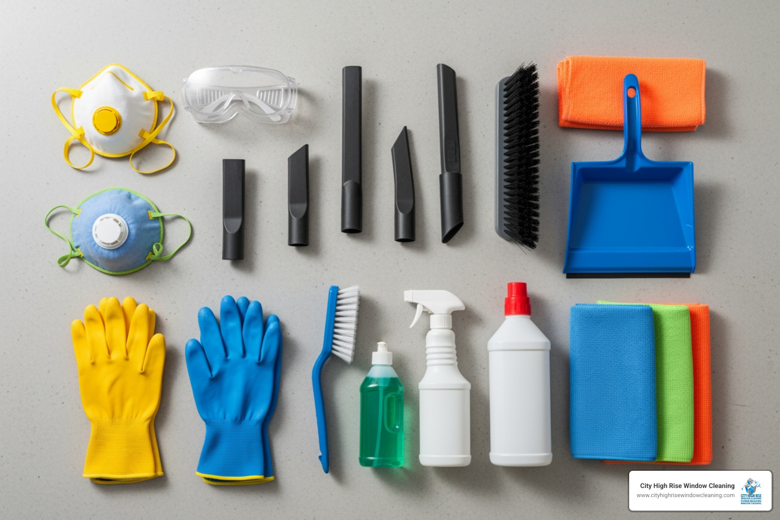 essential post-construction cleaning supplies laid out neatly - deep cleaning house after construction essential post-construction cleaning supplies laid out neatly - deep cleaning house after construction