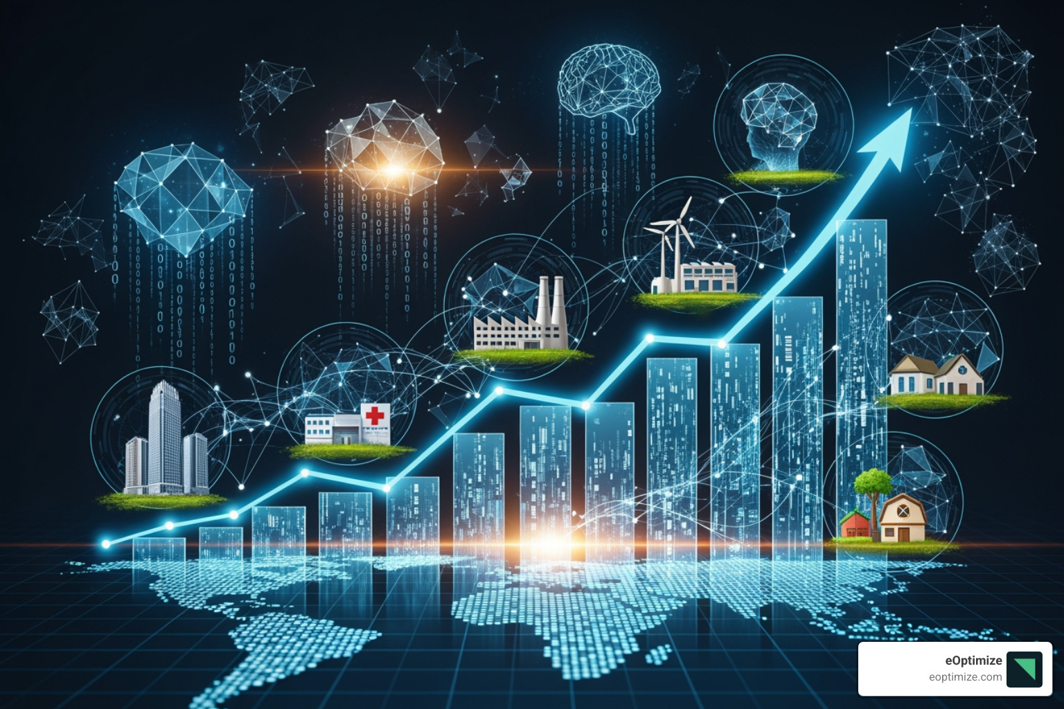 Image of a chart showing the economic impact of Generative AI on different industries - Generative AI business