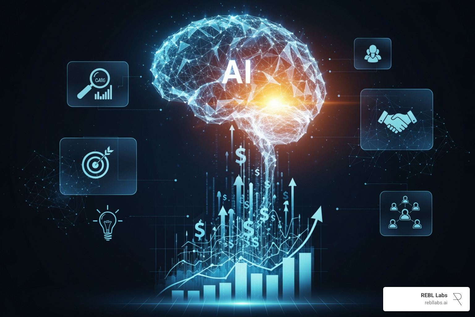 a collage of AI sales tool interfaces (chatbots, analytics, CRM) - AI-driven sales strategy