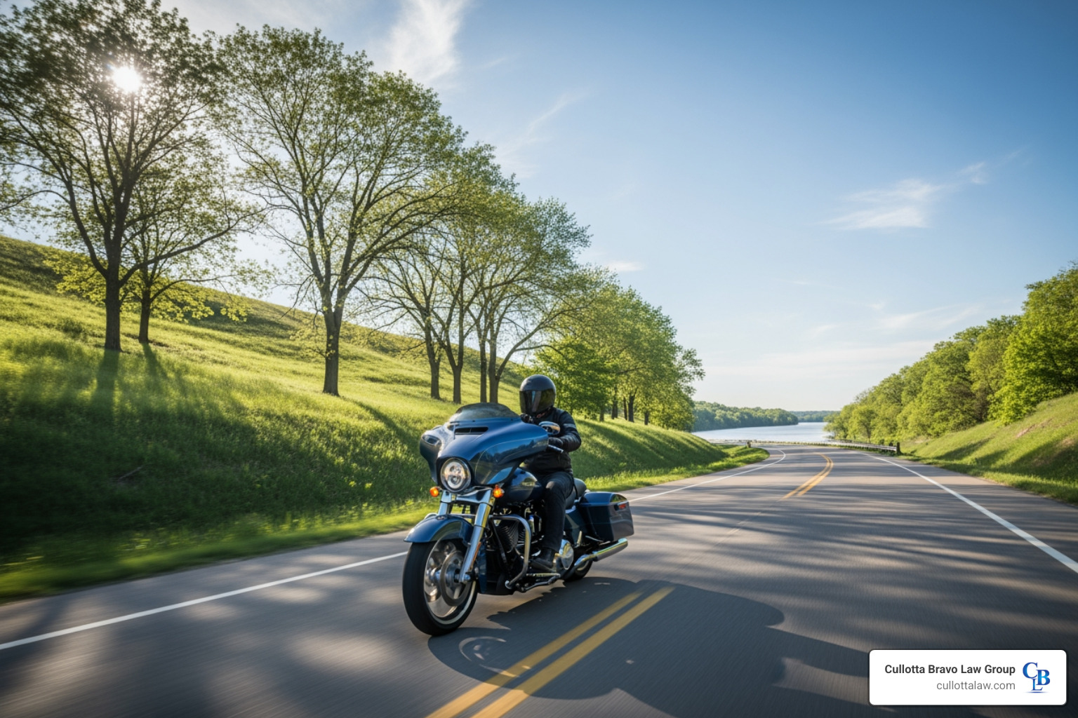 motorcycle on scenic Aurora Illinois road - motorcycle accident lawyer aurora motorcycle on scenic Aurora Illinois road - motorcycle accident lawyer aurora