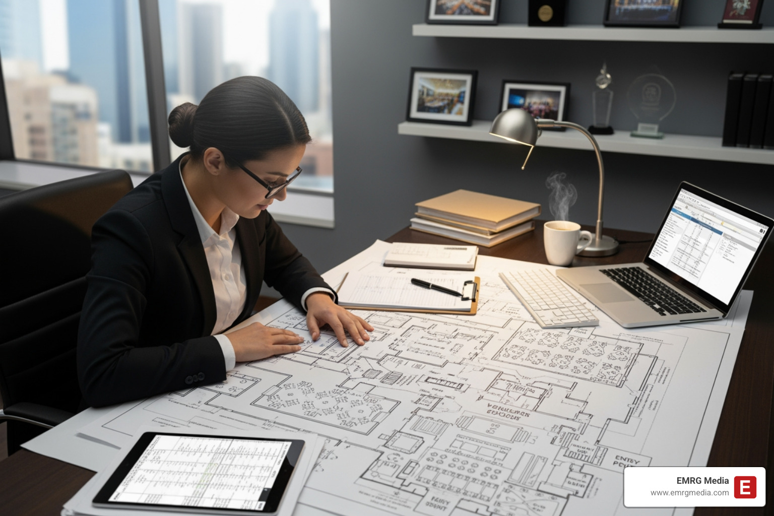 an event planner reviewing a floor plan - corporate meeting venues NYC