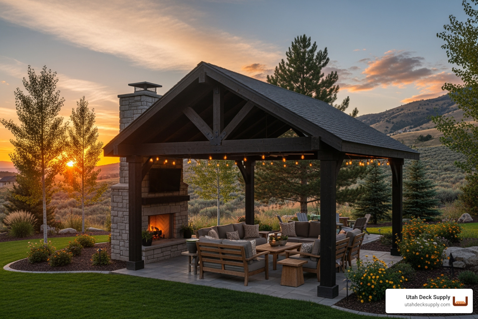 outdoor pavilion in northern utah backyard at sunset - outdoor pavilions outdoor pavilion in northern utah backyard at sunset - outdoor pavilions