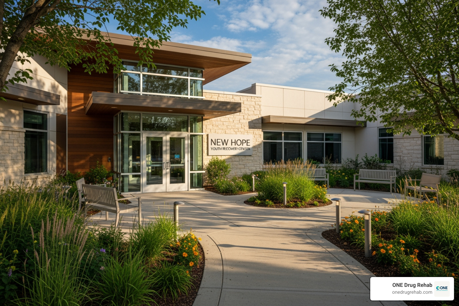 welcoming treatment facility entrance - youth recovery program