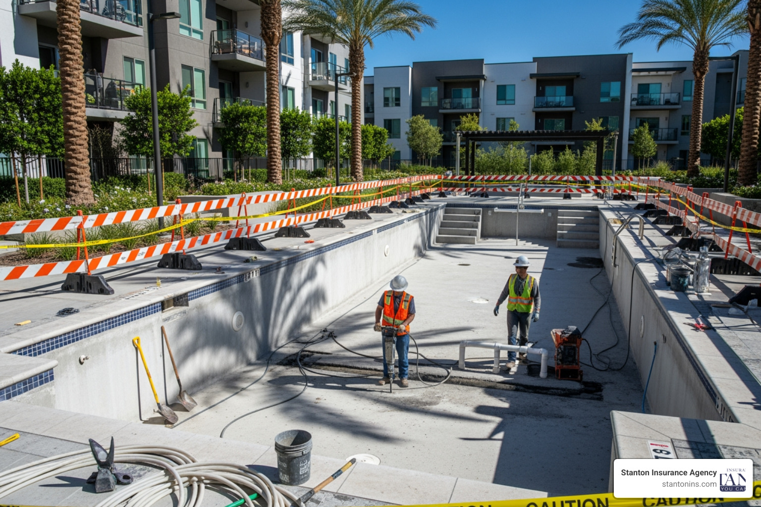 shared condo amenity like a swimming pool or fitness center undergoing repairs - condo ho6 insurance