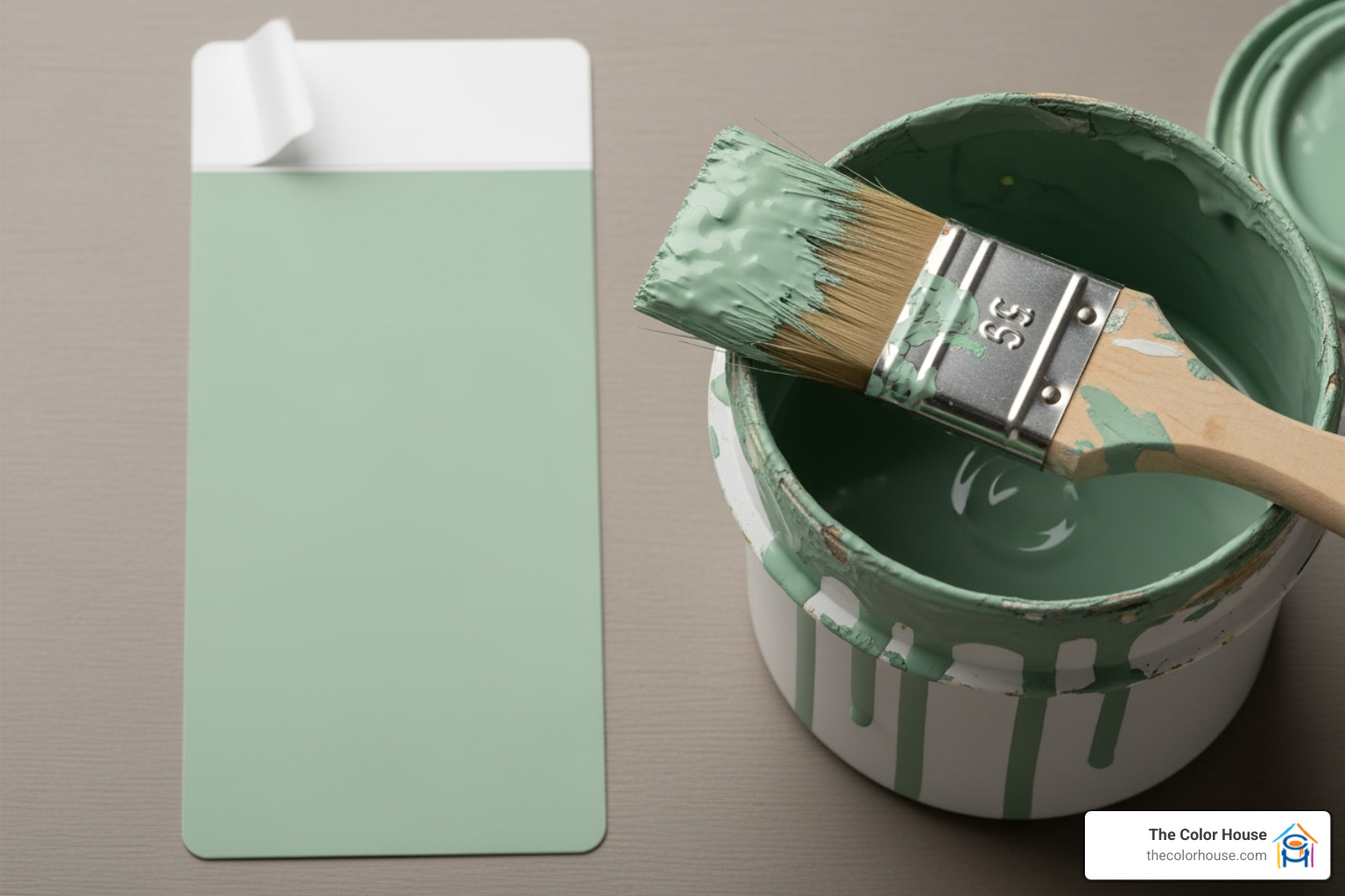 clean peel and stick sample next to a messy paint pot - how much are peel and stick paint samples