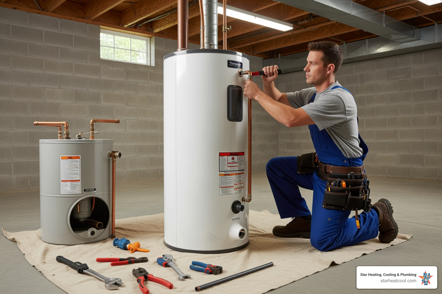 Don't Get Left in the Cold: How to Get Same-Day Water Heater Installation in Fishers, IN 2 Infographic showing 5 common signs a water heater needs immediate replacement: 1) No hot water or inconsistent temperature 2) Puddles or leaks around the base 3) Rusty or discolored water 4) Strange popping or rumbling noises 5) Unit is over 10 years old - same day water heater installation in fishers, in