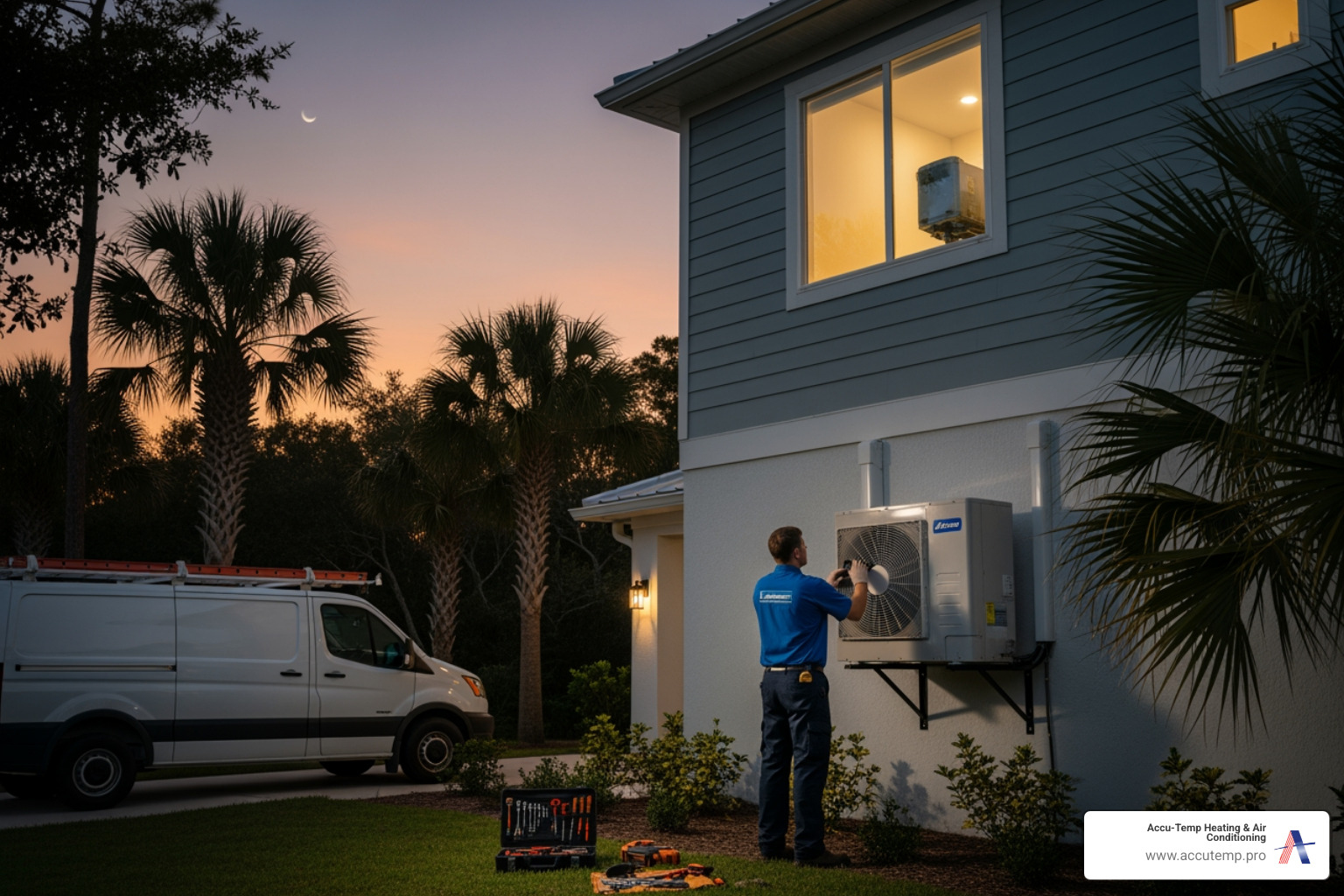 of a comfortable family in a living room with a sleek mini split unit on the wall; Palm Coast climate; Florida heat; HVAC necessity; Year-round comfort - mini split heat pumps repair 24 hour in palm coast, fl