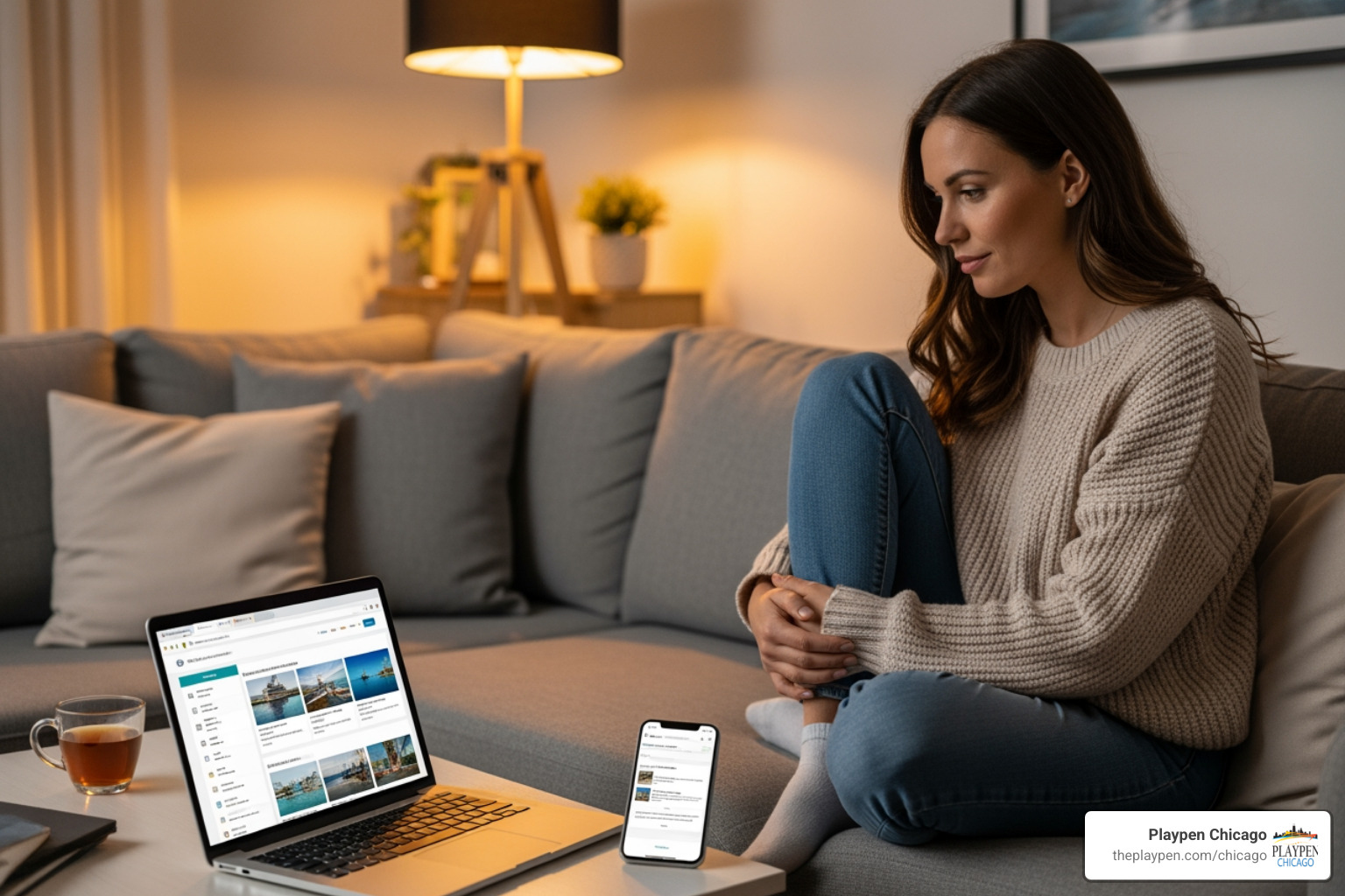 A person booking a cruise on their laptop or phone - how to book a fireworks cruise in chicago