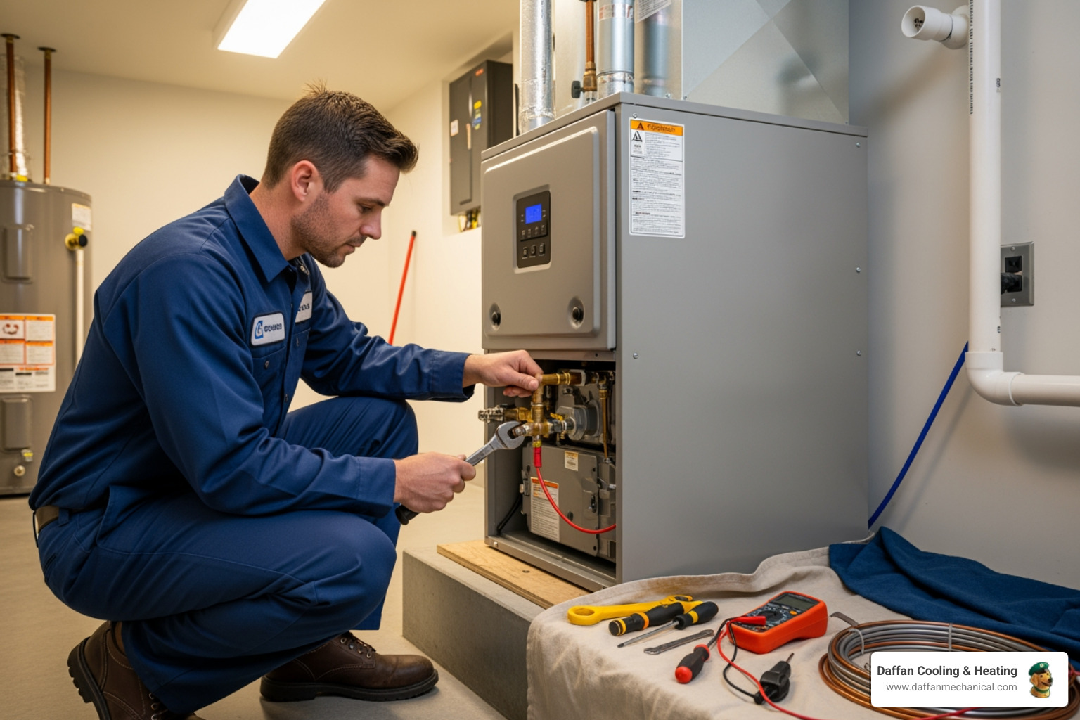 Infographic showing the furnace installation process: 1) Home assessment and load calculation, 2) Choosing the right furnace size and AFUE rating for efficiency, 3) Safe removal of old unit and ductwork inspection, 4) Professional installation with proper connections, 5) System testing and calibration, 6) Post-installation education and maintenance planning - furnace installation in granbury tx Infographic showing the furnace installation process: 1) Home assessment and load calculation, 2) Choosing the right furnace size and AFUE rating for efficiency, 3) Safe removal of old unit and ductwork inspection, 4) Professional installation with proper connections, 5) System testing and calibration, 6) Post-installation education and maintenance planning - furnace installation in granbury tx