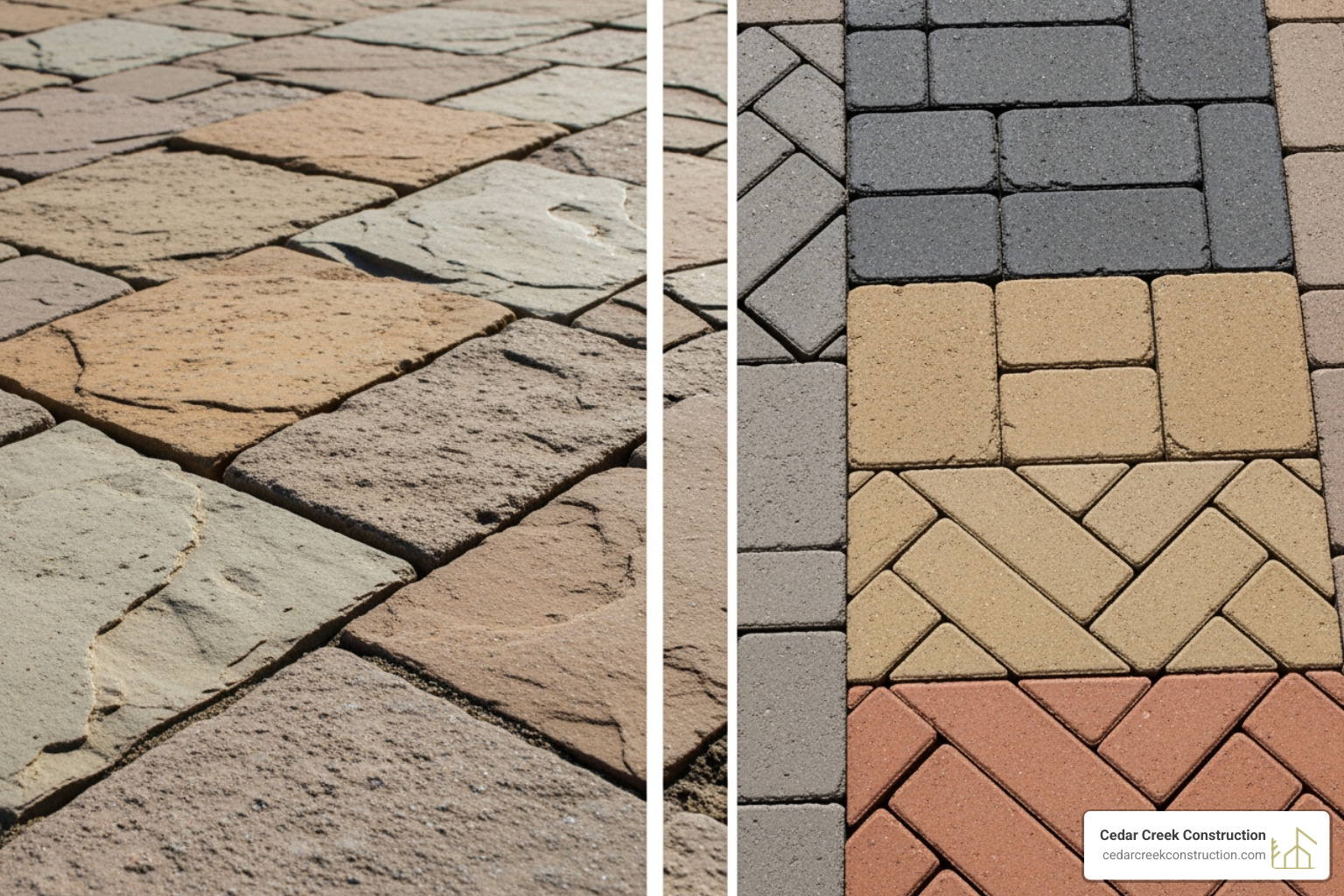 different paver materials like natural stone and concrete pavers - paver patio Allentown PA