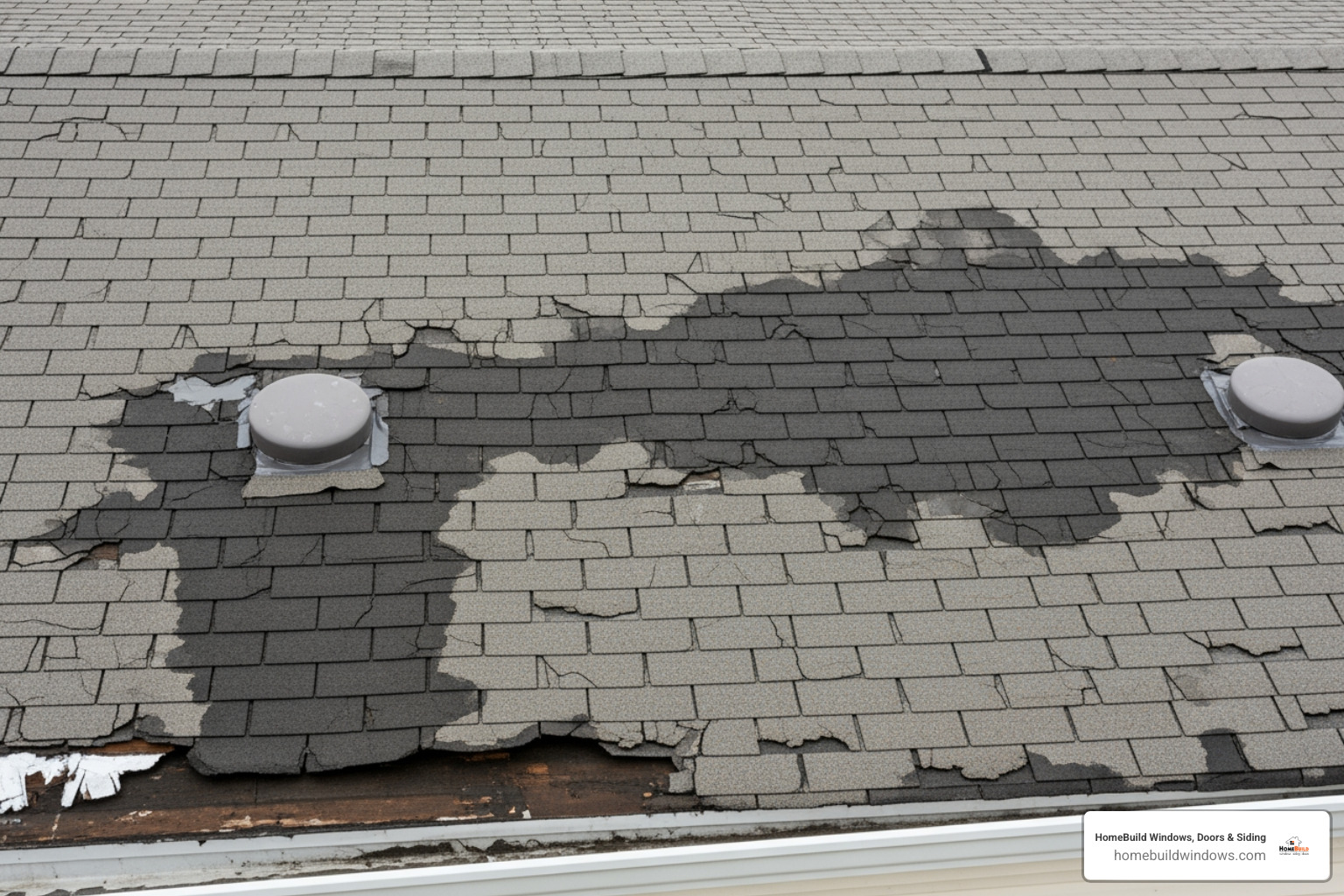 damaged mobile home roof showing cracks and water stains - mobile home roofers near me