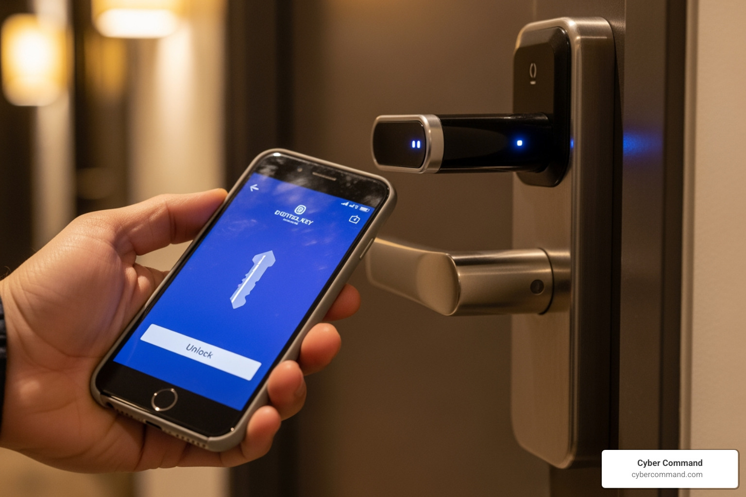guest using their smartphone as a digital room key - Hospitality IT solutions