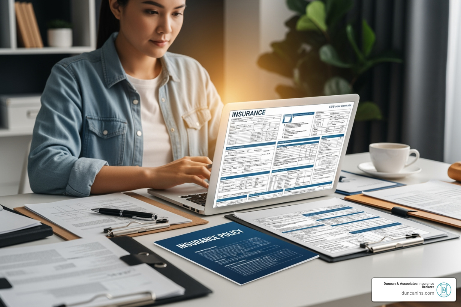 person reviewing insurance documents on a laptop - landlord insurance broker