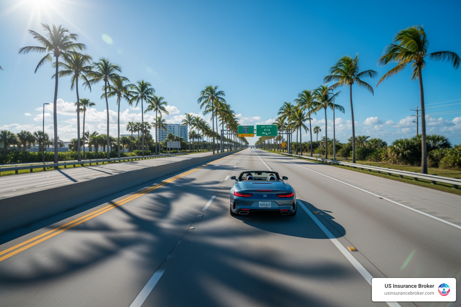 car driving on Florida highway - auto insurance Florida car driving on Florida highway - auto insurance Florida
