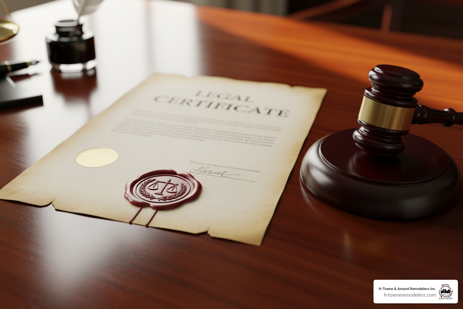 Certificate and legal symbols - houston home remodeler license