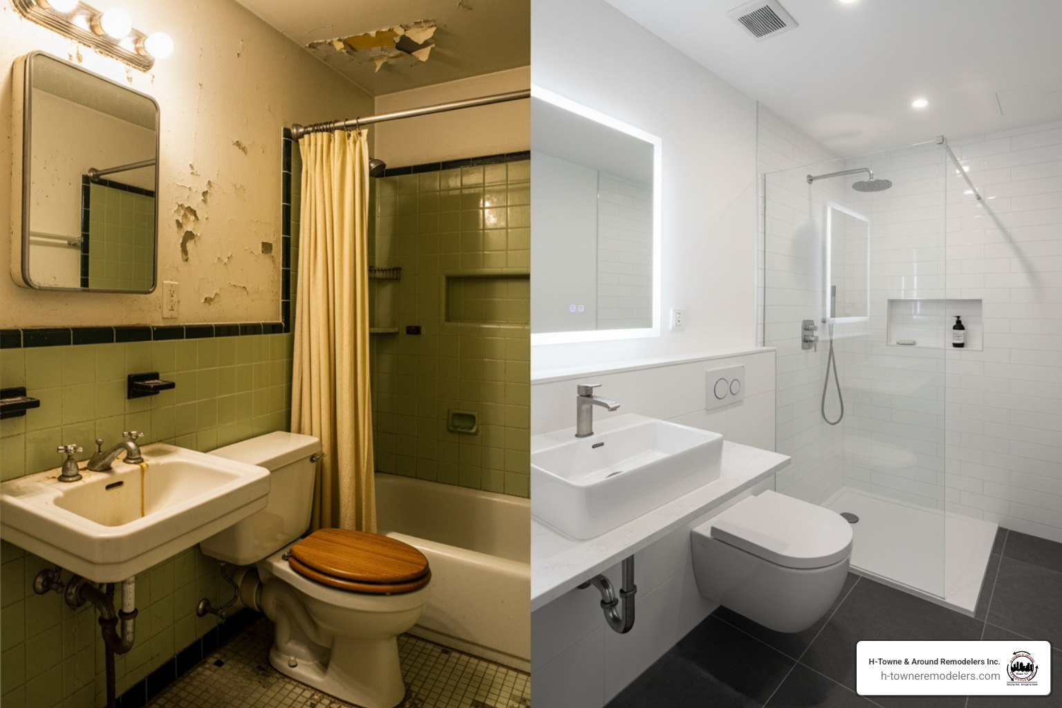 before-and-after bathroom change - bathroom remodeling houston