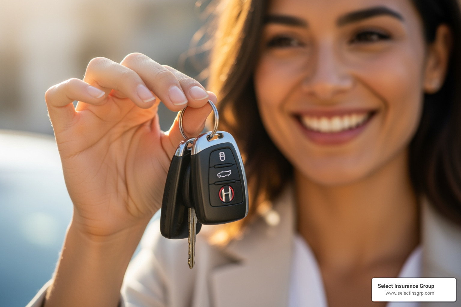 person smiling with car keys - affordable car insurance tampa fl
