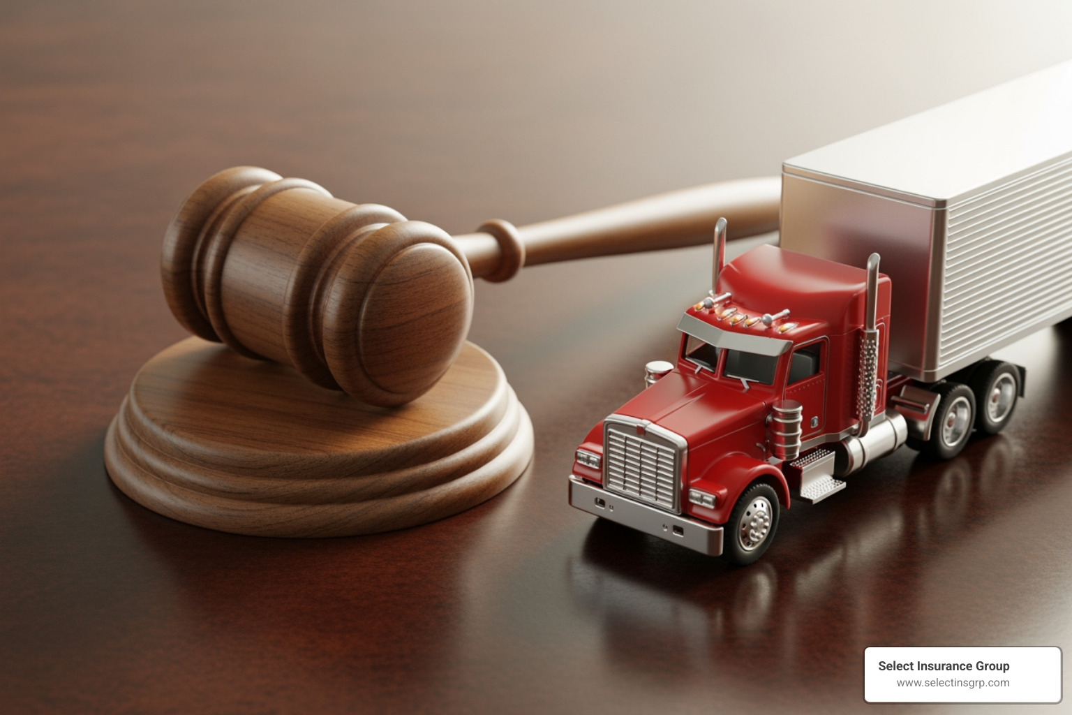 legal gavel and toy truck - trucking liability insurance