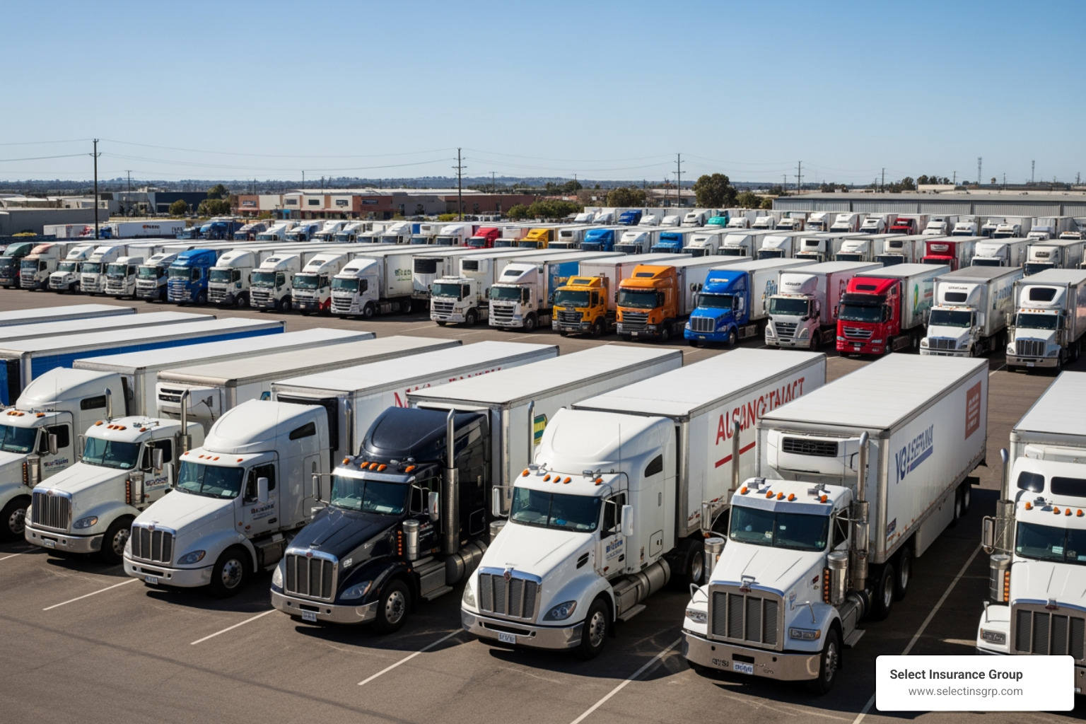 diverse set of trucks - trucking liability insurance