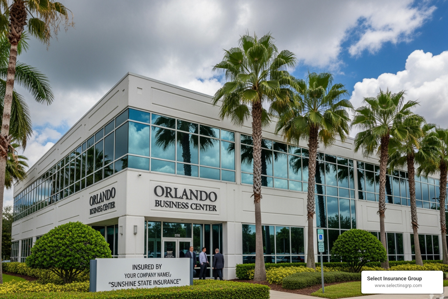 Weather map showing a hurricane approaching Florida - business property insurance orlando fl