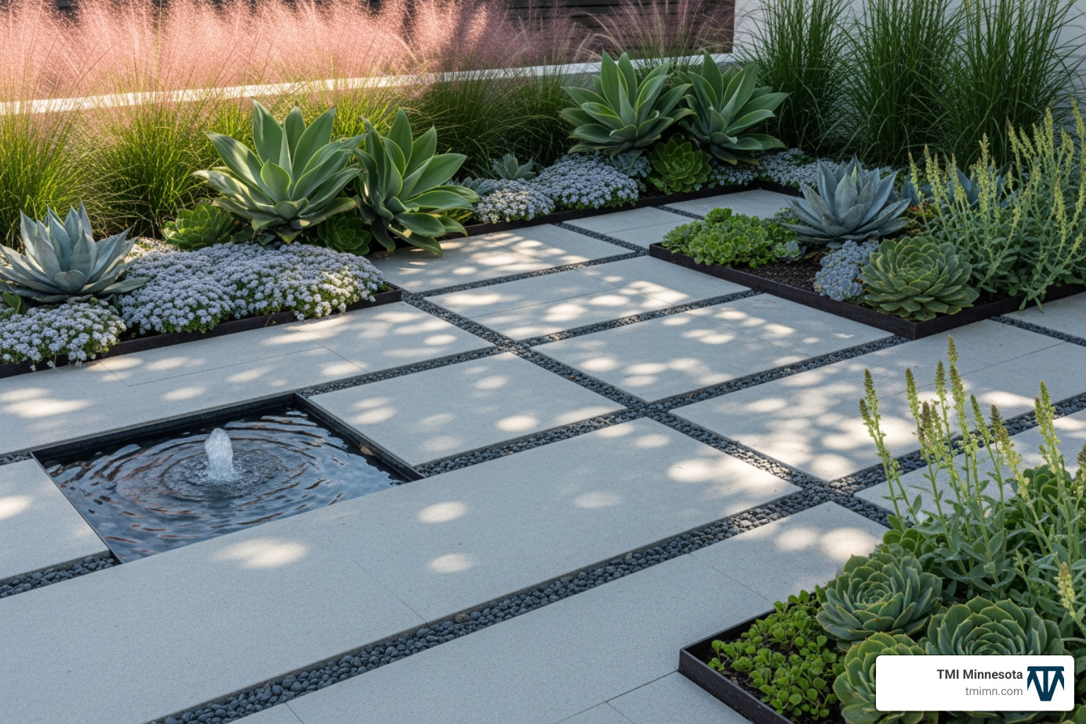 modern drought-tolerant garden combining succulents, grasses, and permeable pavers - Drought tolerant garden design modern drought-tolerant garden combining succulents, grasses, and permeable pavers - Drought tolerant garden design