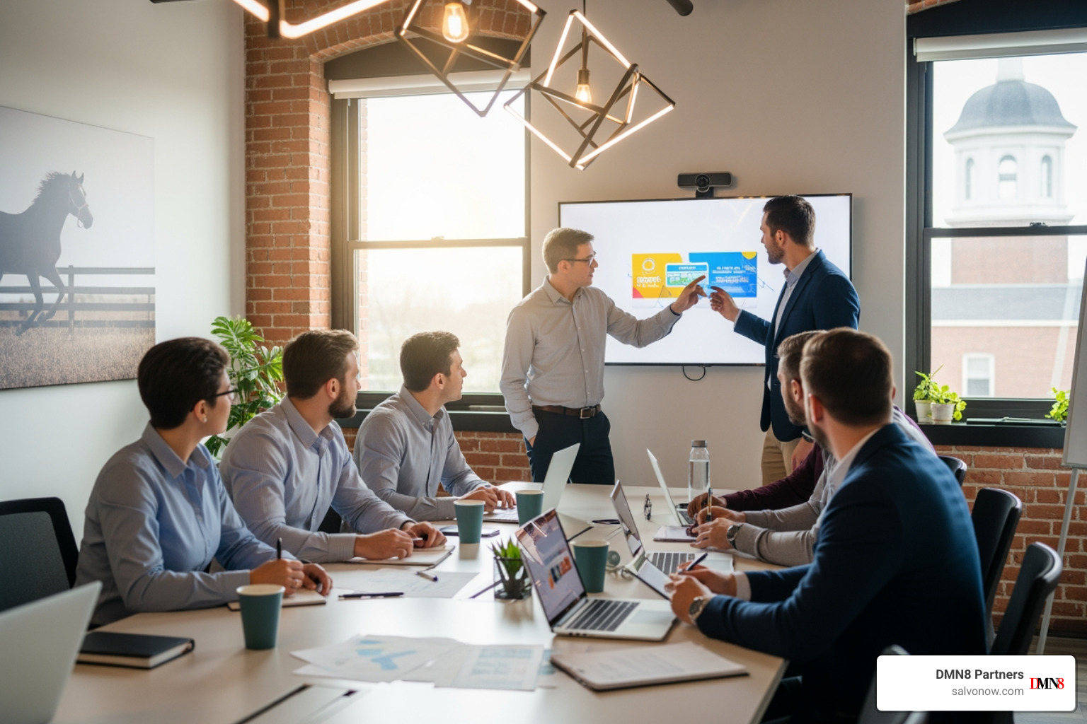 Team of marketing professionals collaborating in a modern office setting in Lexington, KY - Online marketing Lexington