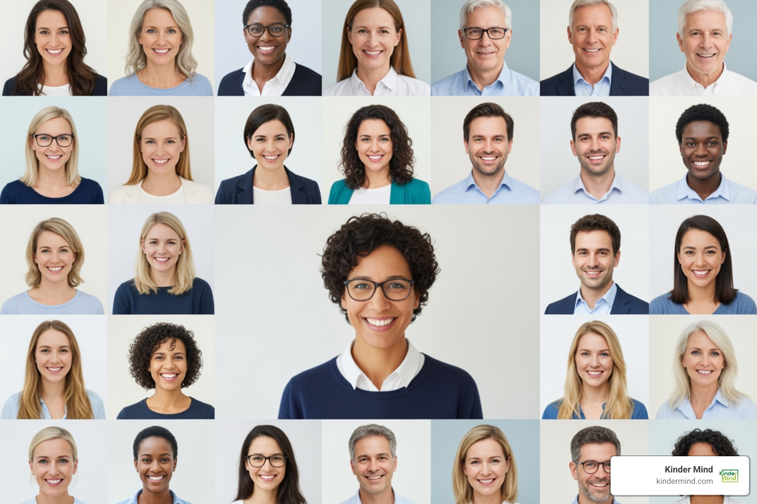 diverse group of Kinder Mind therapists' profile pictures - online therapy New Jersey