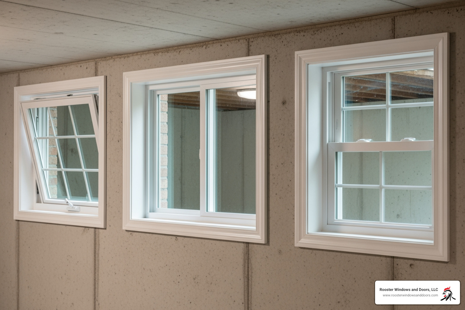 different basement window styles like hopper, slider, and casement - basement window replacement