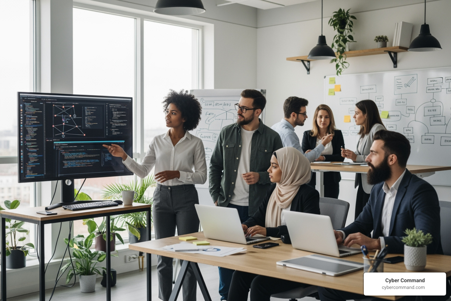 A diverse team of IT professionals collaborating on a complex project, showcasing the power of collective expertise. - it outsourcing florida