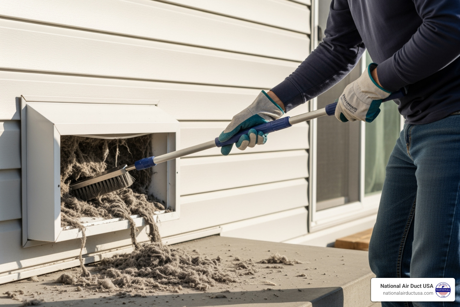 person cleaning lint from an exterior dryer vent cover - dryer vent cover outside person cleaning lint from an exterior dryer vent cover - dryer vent cover outside