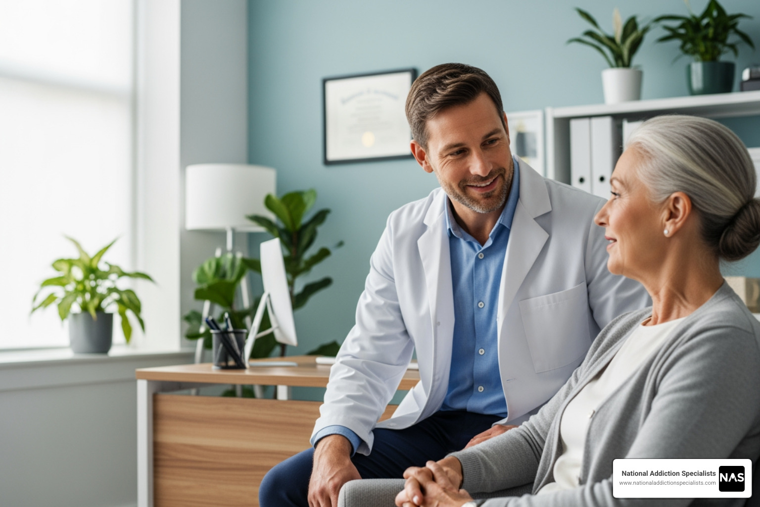 a compassionate doctor consulting with a patient in a calm environment - addiction medicine a compassionate doctor consulting with a patient in a calm environment - addiction medicine