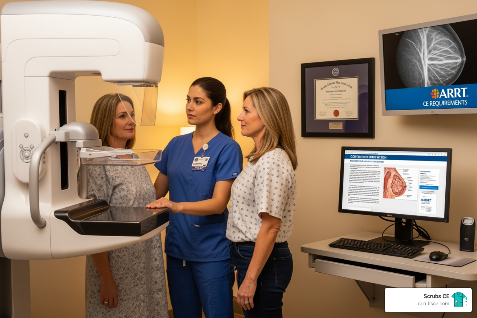 technologist at a computer browsing online CE courses - arrt mammography ce requirements technologist at a computer browsing online CE courses - arrt mammography ce requirements