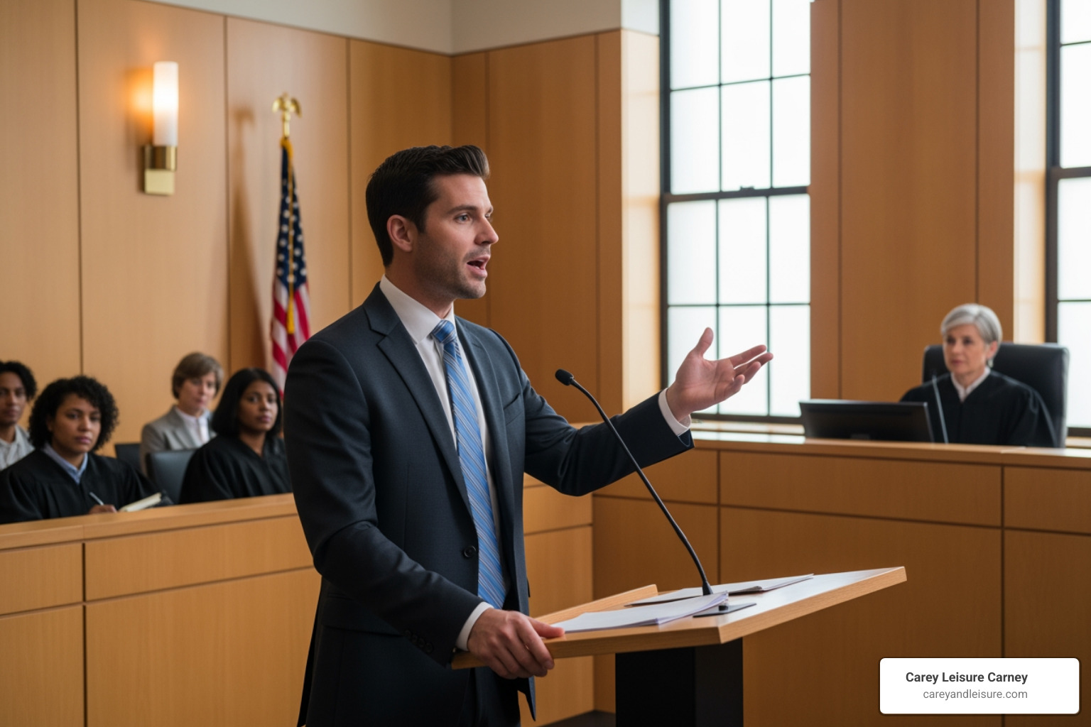 Attorney in a courtroom - funeral home negligence attorney