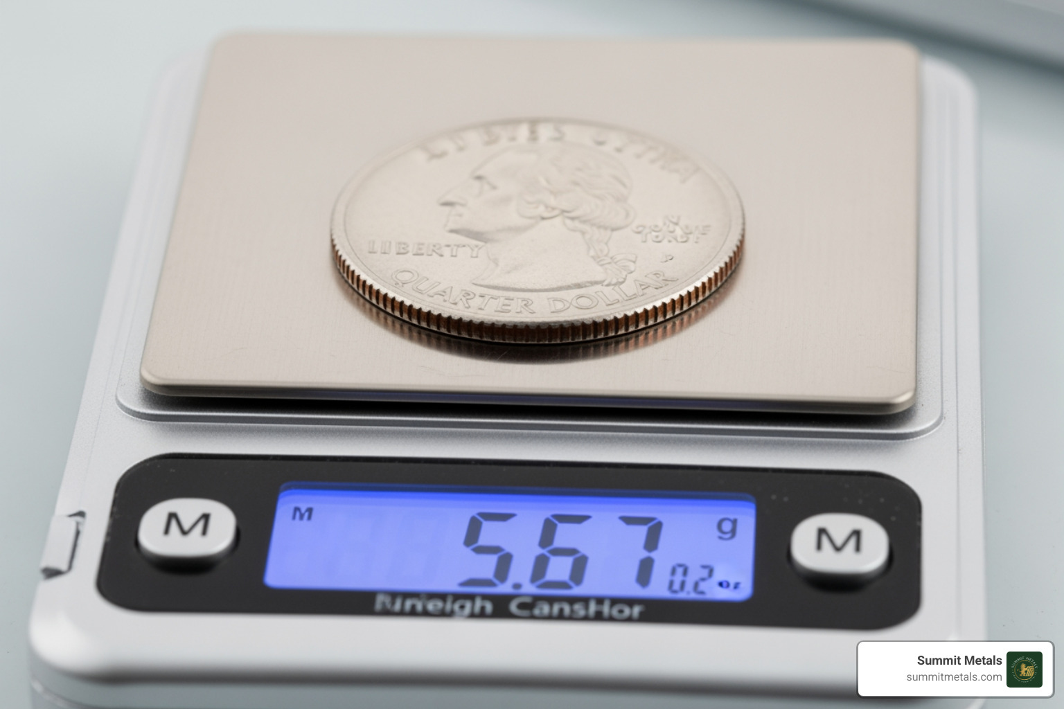 of a digital scale with a silver quarter on it - Junk Silver of a digital scale with a silver quarter on it - Junk Silver