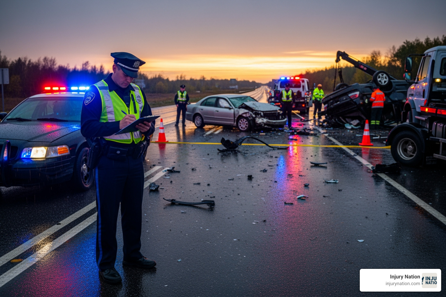 police officer at an accident scene - car accident attorney in las vegas