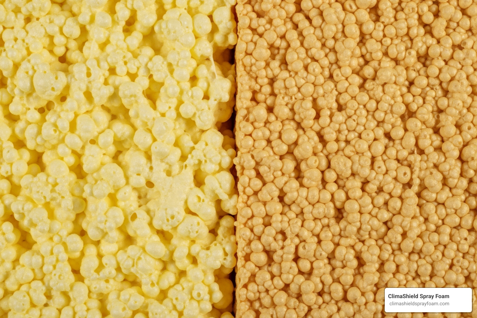 different spray foam insulation types side-by-side (e.g., open-cell, closed-cell) - fire retardant insulation different spray foam insulation types side-by-side (e.g., open-cell, closed-cell) - fire retardant insulation