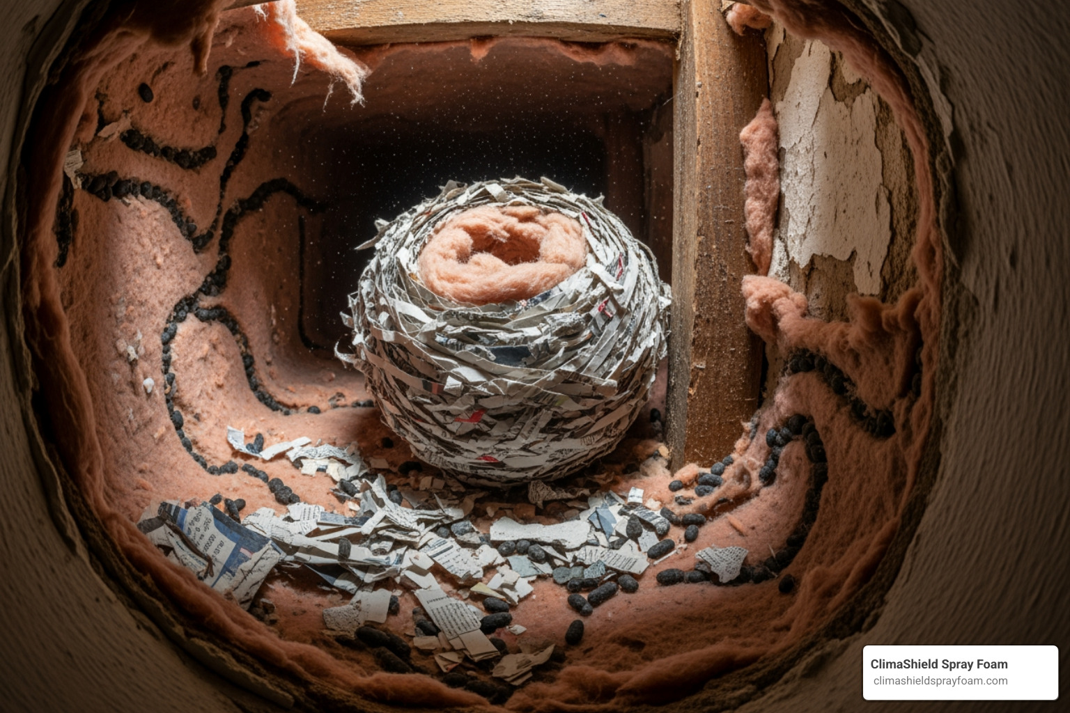 rodent's nest in traditional insulation - is spray foam insulation pest resistant
