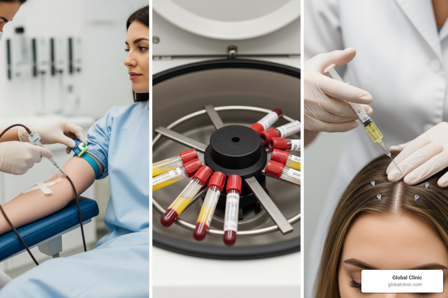 PRP treatment process - hair plasma injection