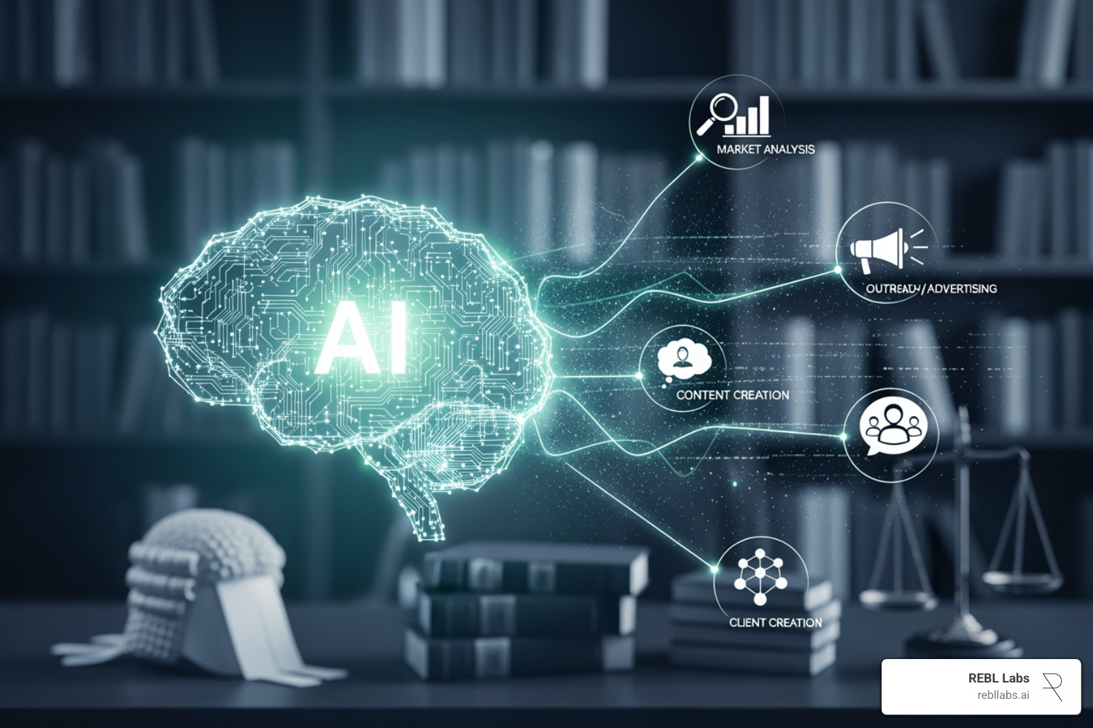 central dashboard integrating various AI marketing functions like SEO, ads, and content - ai-powered marketing solutions for law firms