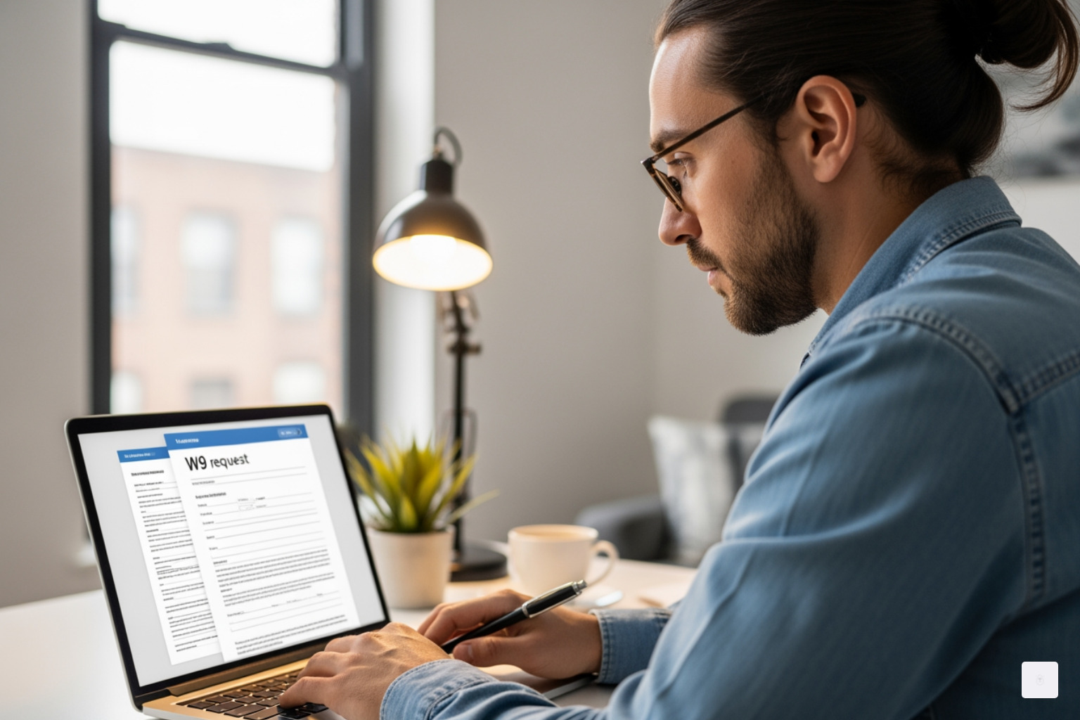 Freelancer receiving a W9 request on their laptop - when to send W9