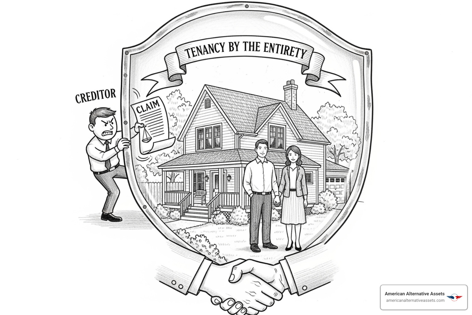 illustrating how tenancy by the entirety shields a home from a single spouse's creditor - asset protection strategies