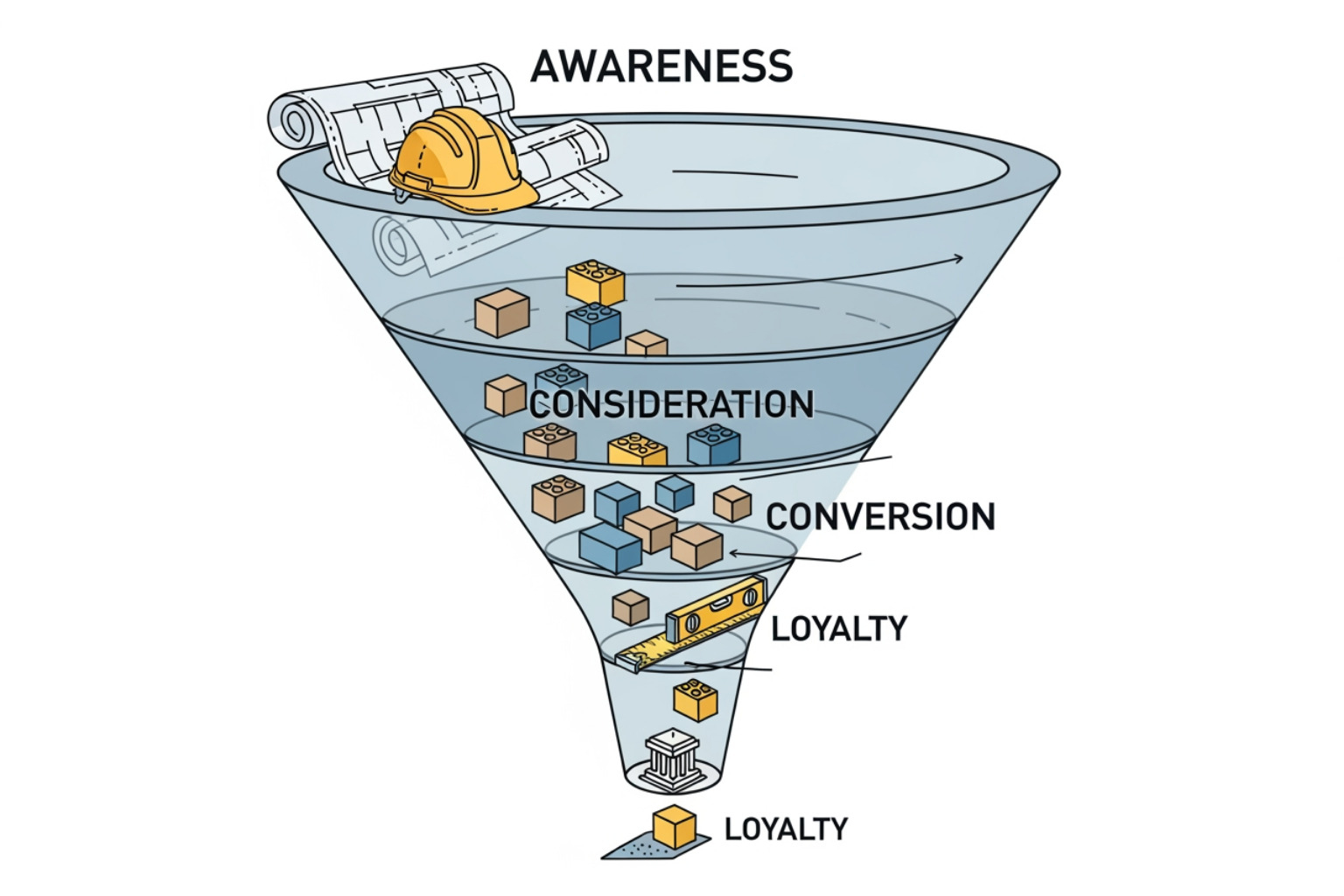 marketing funnel adapted for the construction industry - Digital marketing for contractors