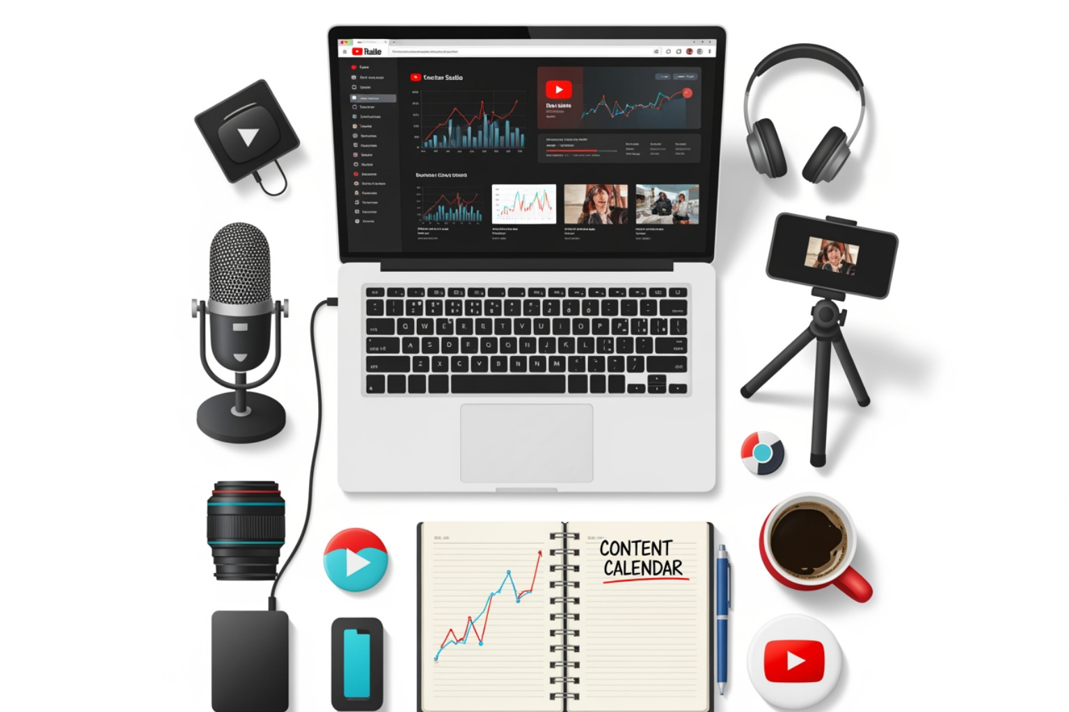 YouTube Analytics dashboard highlighting key metrics - youtube channel management