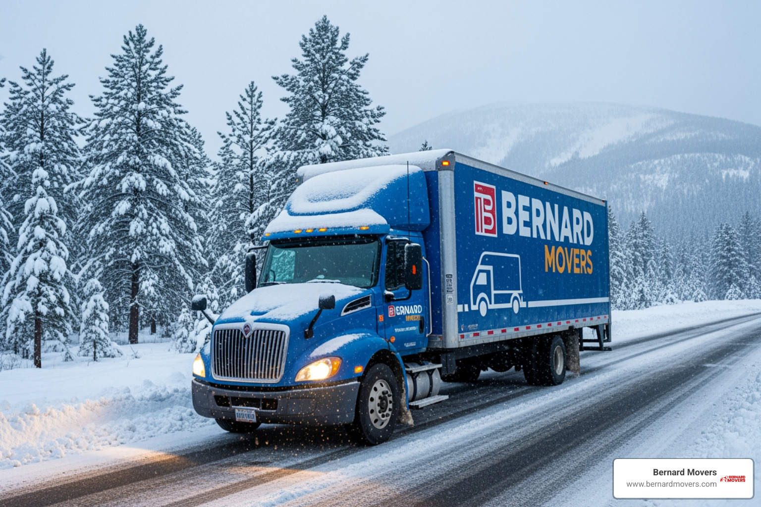 Bernard Movers truck in snow - moving companies illinois Bernard Movers truck in snow - moving companies illinois