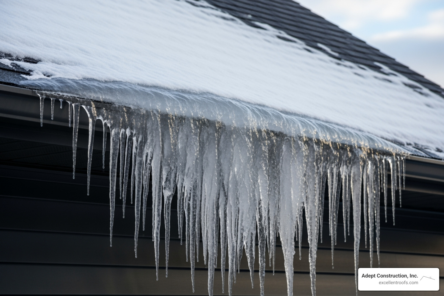ice dam on roof edge - roof leak repair Naperville ice dam on roof edge - roof leak repair Naperville