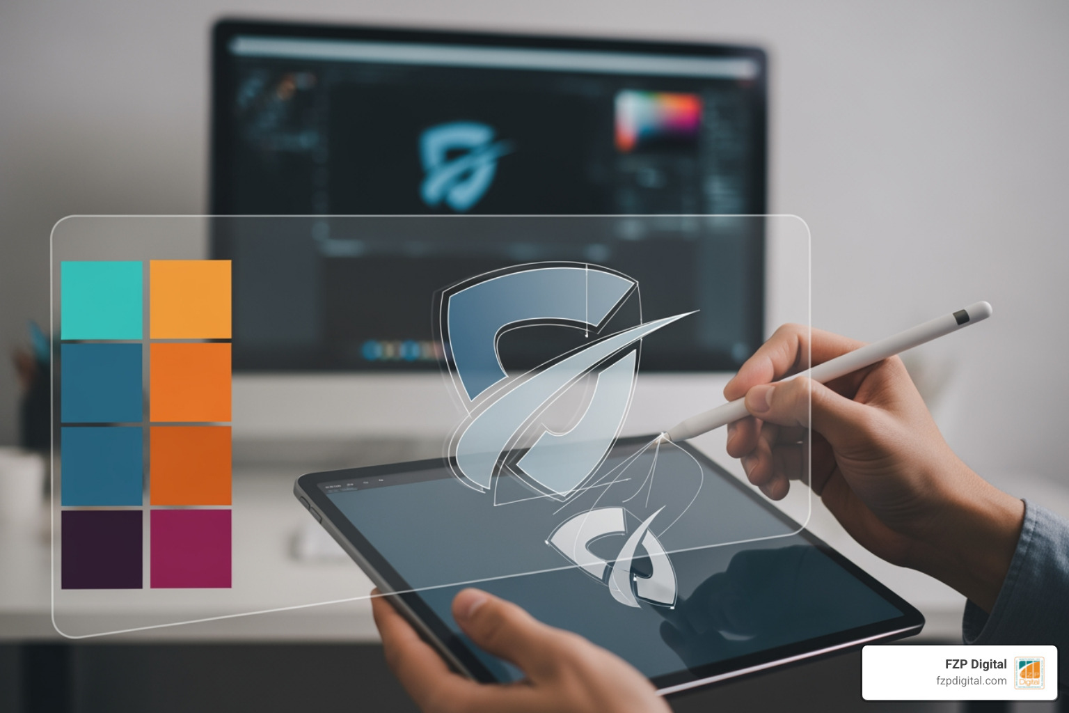 designer's screen showing a logo being edited in vector software - re edit logo designer's screen showing a logo being edited in vector software - re edit logo