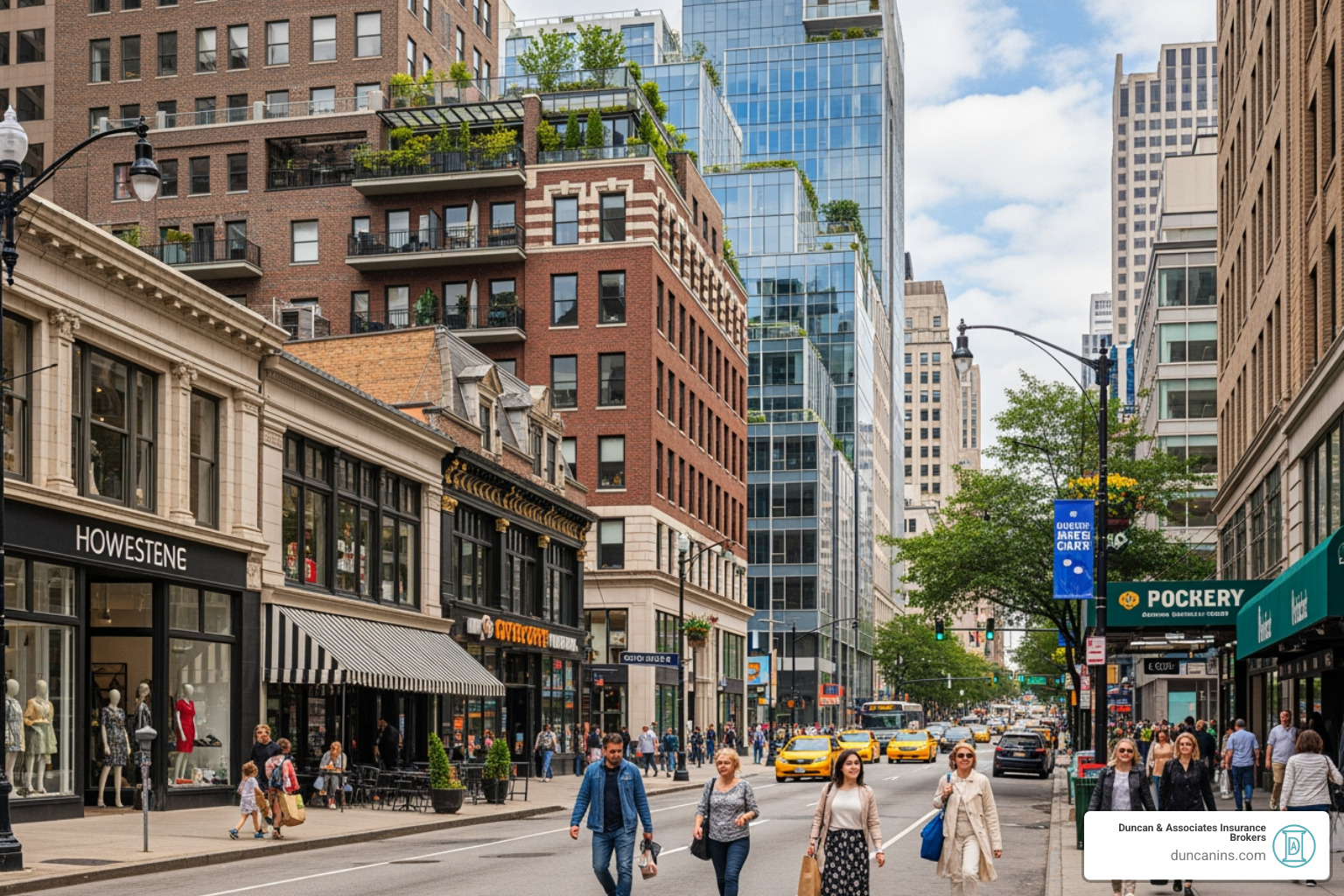diverse street with retail, office, and mixed-use buildings - commercial rental property diverse street with retail, office, and mixed-use buildings - commercial rental property